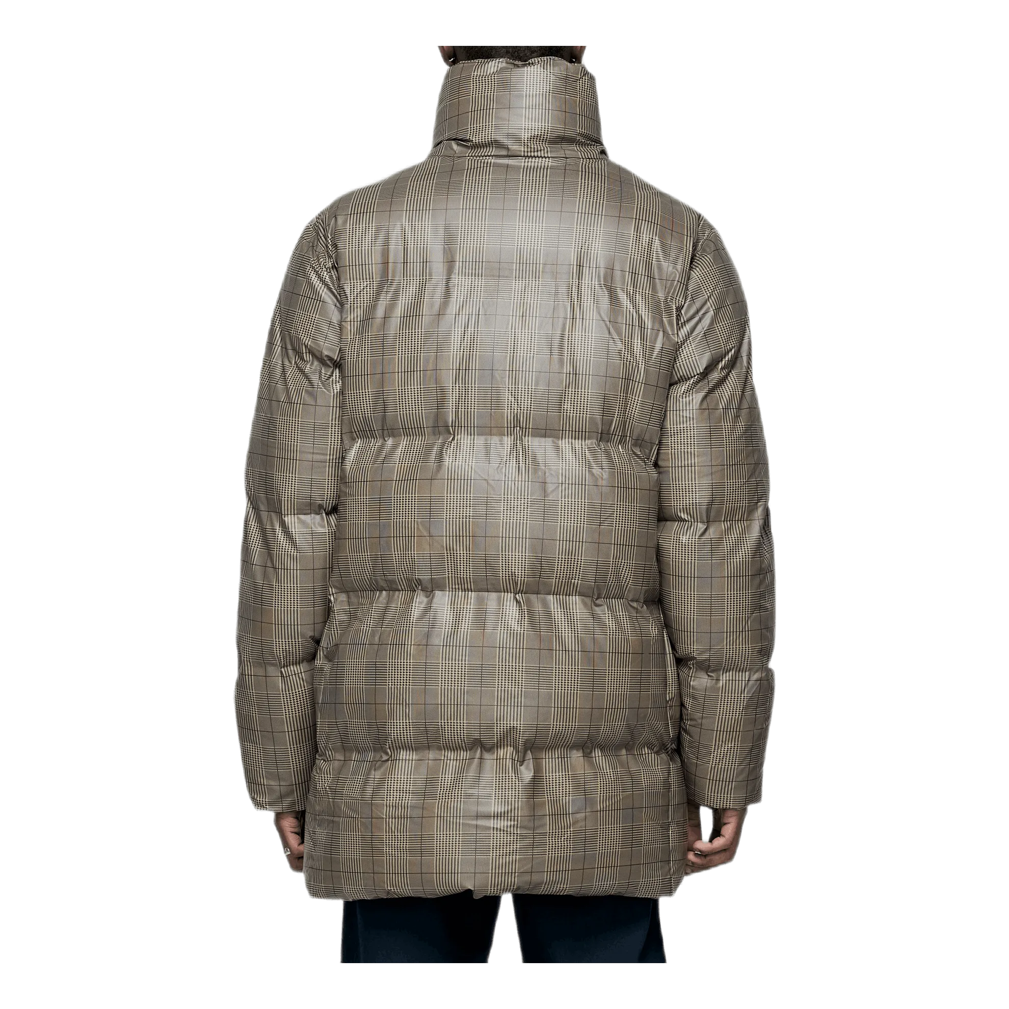 Check Puffer Coat Khaki