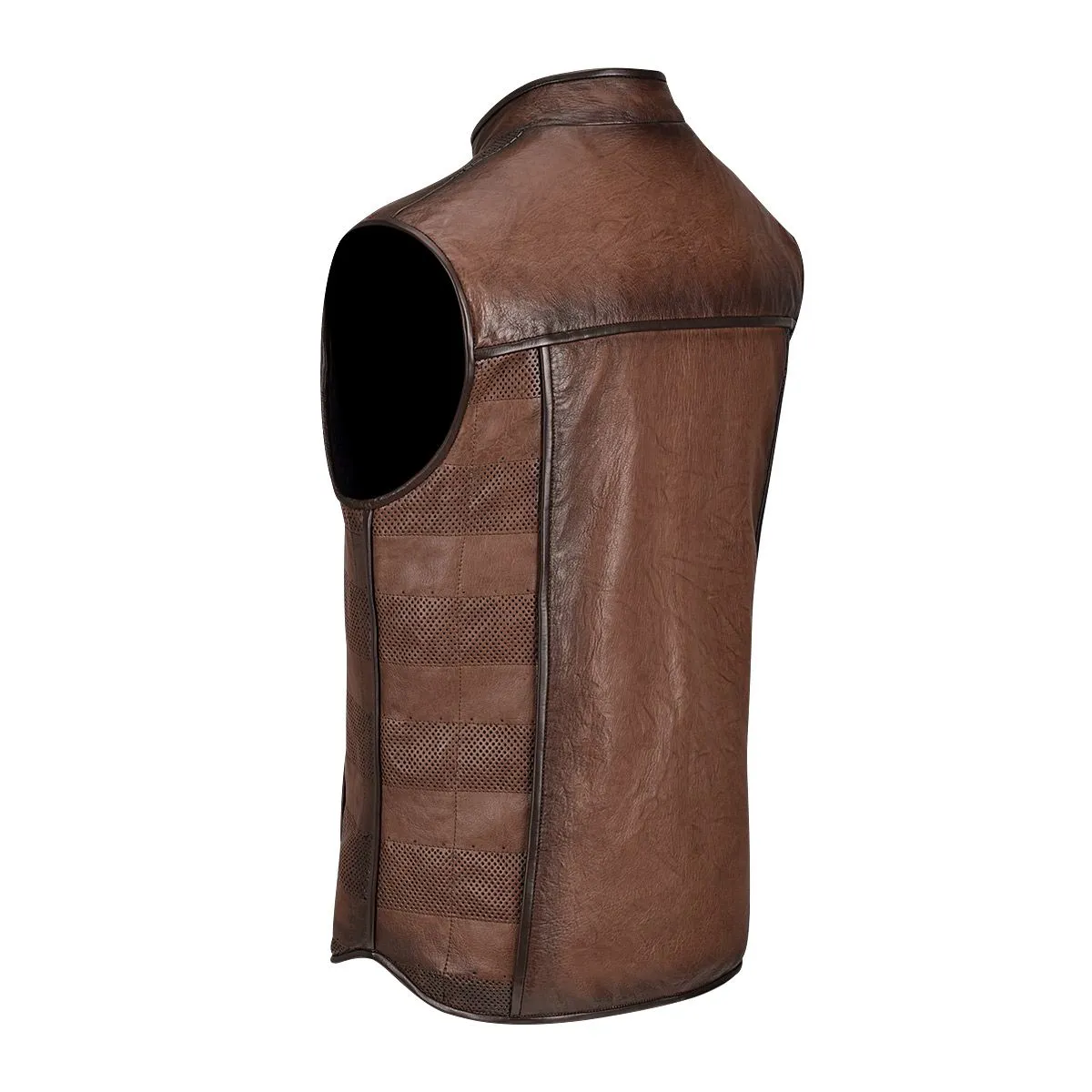 H303COC - Cuadra brown casual fashion reversible lambskin leather vest for men
