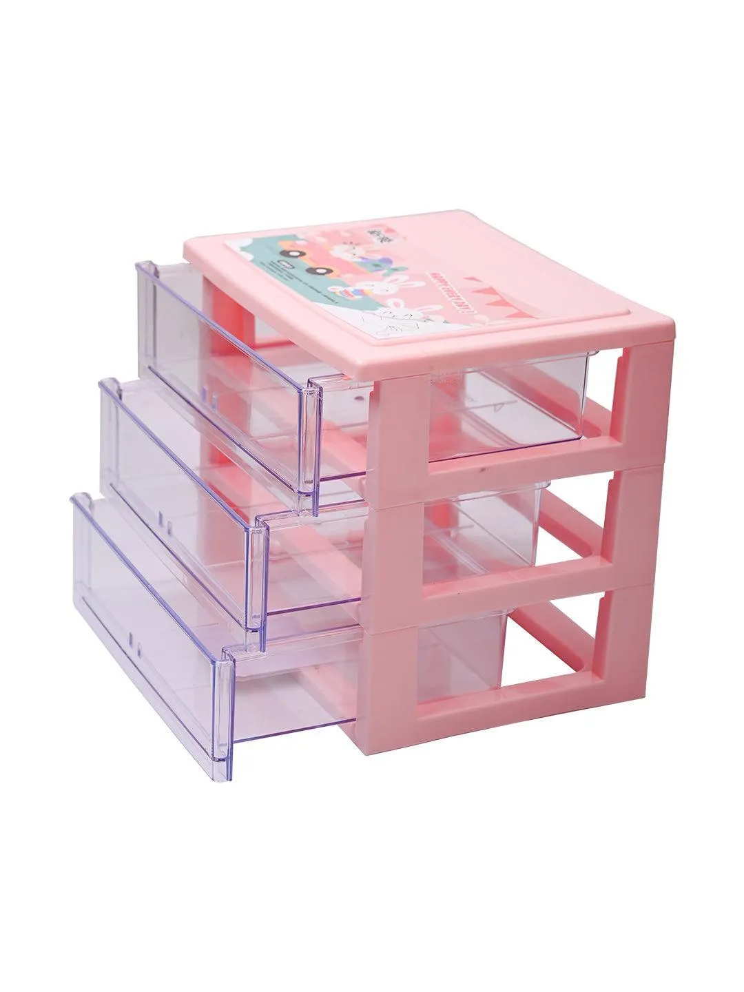 Stylish Pink 3 Layer Table Drawer